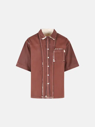Marni Brown Cotton Shirt In Red