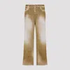 Marni Cotton Straight Leg Jeans With Adjustable Strap In Brown