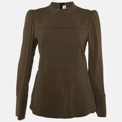 Pre-owned Marni Brown Crepe Zip Up Top S