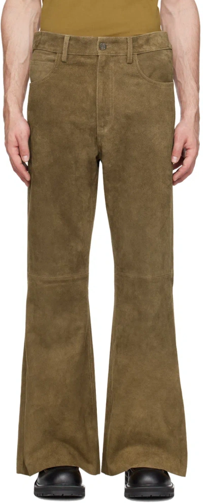 Marni Brown Five-pocket Leather Trousers In 00v49 Creta
