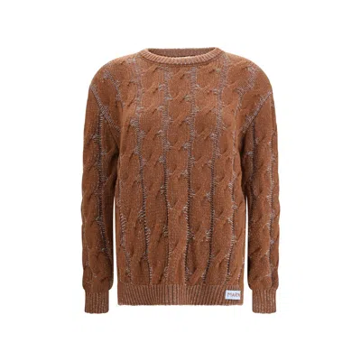 Marni Brown Fleece Wool Sweatshirt In Multi
