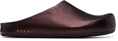 Marni Brown Fussbett Sabot Slip-on Loafers In Burgundy