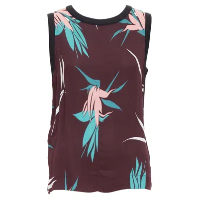 Pre-owned Marni Brown Green Pink Cotton Blend Tropical Floral Tank Top It40 S
