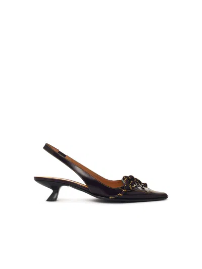 Marni Brown Lear Slingbacks In Pink