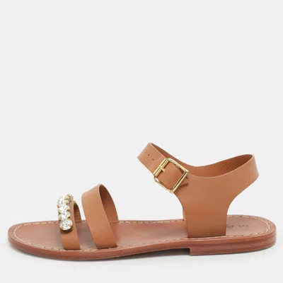 Pre-owned Marni Brown Leather Ankle Strap Sandals Size 38