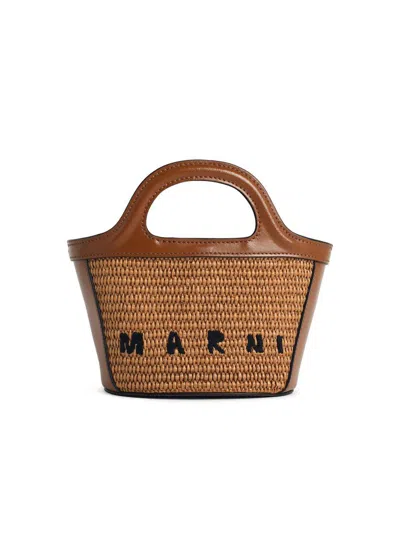 Marni Brown Leather Blend Micro Tropicalia Bag