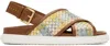 Marni Brown Leather Fussbett Raffia-effect Sandals In Zo754 Lemon/apricot
