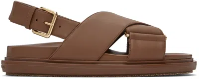 MARNI BROWN LEATHER FUSSBETT SANDALS