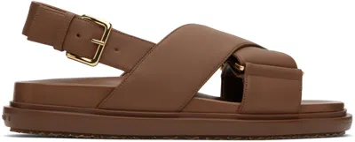 MARNI BROWN LEATHER FUSSBETT SANDALS