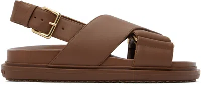 Marni Brown Leather Fussbett Sandals