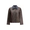 Marni Brown Leather Jacket In Multi