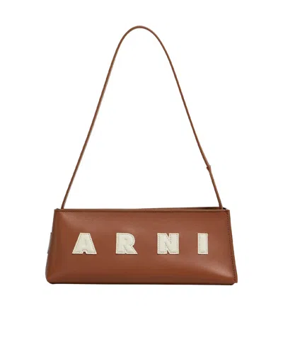 MARNI BROWN LEATHER MUSEO BAGUETTE BAG