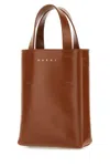 Marni Small Leather Art Tote In Moca