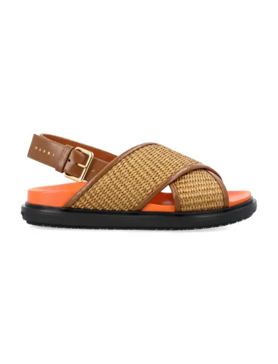 MARNI BROWN LEATHER SANDALS