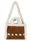 Marni Rectangular Shearling Trim Shoulder Bag In Brown