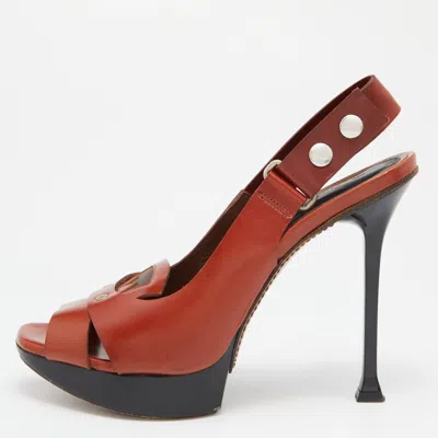 Pre-owned Marni Brown Leather Slingback Sandals Size 39