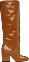 Marni Brown Leather Trunkaroo Knee-high Tall Boots In Brown