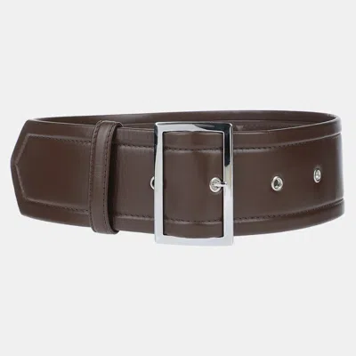 Pre-owned Marni Brown Leather Waist Wide Belt 85cm In Black
