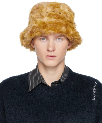 Marni Brown Long-hair Jacquard Bucket Hat In Jqy66 Honey