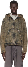 Marni Brown Marble-dyed Denim Jacket In Mmw60 Nomad