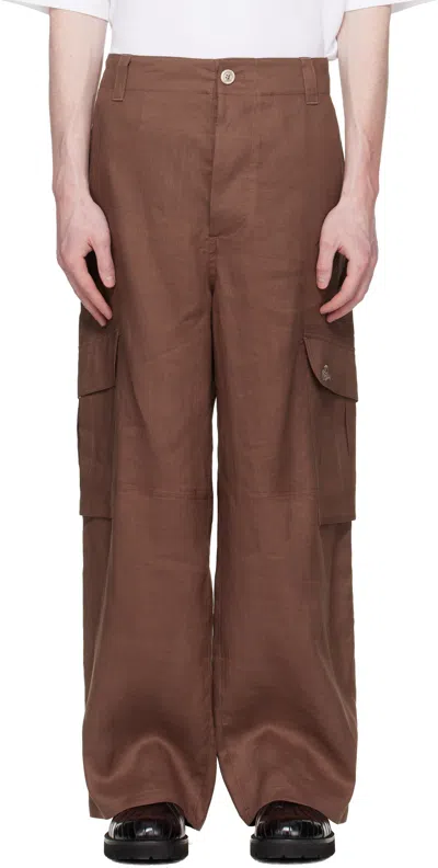 Marni Brown  Wave Logo Ramie Cargo Pants