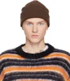 Marni Brown Mending Logo Beanie In 00m66 Moca