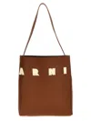 Marni Tote Bag With Elegant Lettering And Sophisticated Design In Brown