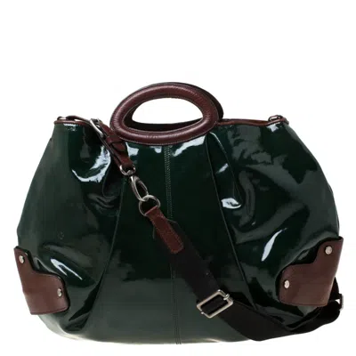 Marni /brown Patent Leather New Balloon Hobo In Green