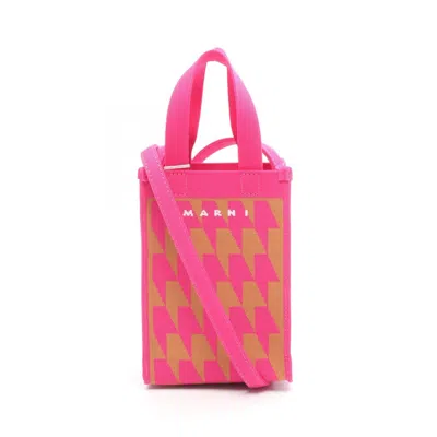 Pre-owned Marni Brown Pink Knit Handbag Shoulder Bag () In Brown, Pink