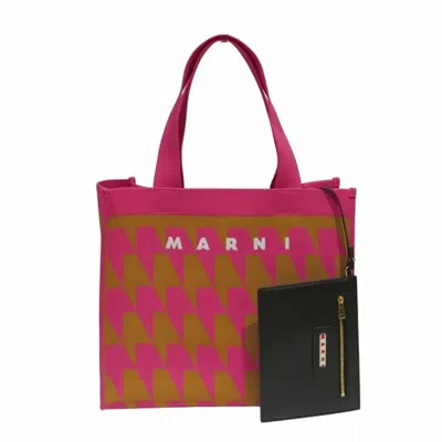 Pre-owned Marni Brown Pink Polyester Pouch Tote Bag () In Brown, Pink