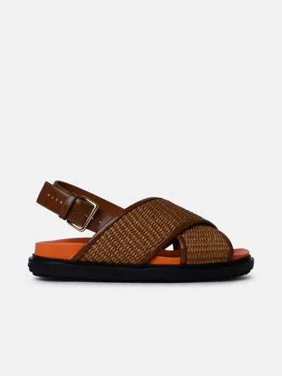 Marni Brown Raffia Blend Fussbett Sandals