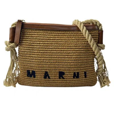 Pre-owned Marni Brown Raffia Cotton Leather Shoulder Bag ()