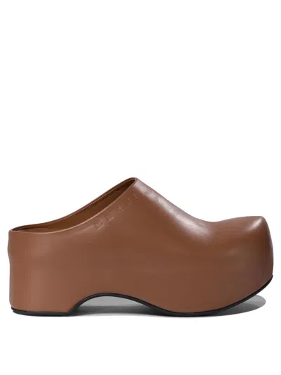 Marni Brown Rubber Loafers In Multi
