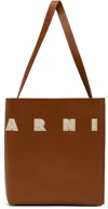 Marni Tote Bag With Elegant Lettering And Sophisticated Design In Zo722 Moca/ivory