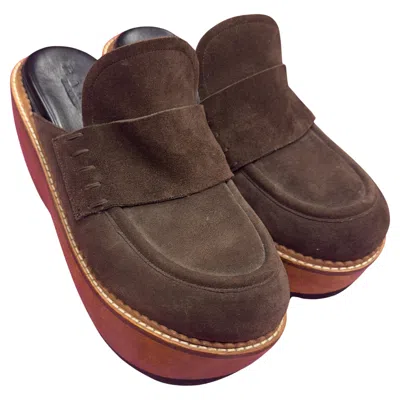 Pre-owned Marni Brown Suede Platform Mules, Size 40
