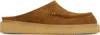 Marni Brown Suede Sabot Slip-on Loafers In 00m30 Gold Brown