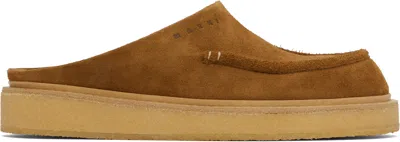 MARNI BROWN SUEDE SABOT SLIP-ON LOAFERS