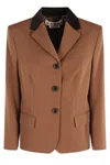 Marni Brown Tailored Blazer With Contrasting Collar Insert In Brown