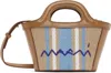 Marni Tropicalia Micro Leather And Embroidered Striped Faux Raffia Tote In Zo857 Cigar/opal/lil