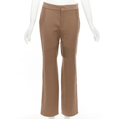 Pre-owned Marni Brown Virgin Wool Blend Curved Panelled Flared Trousers It38 Xs