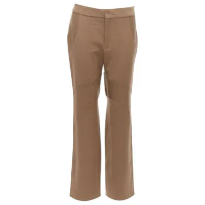 Pre-owned Marni Brown Virgin Wool Blend Curved Panelled Flared Trousers It38 Xs