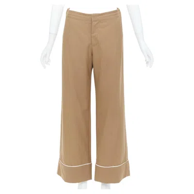 Pre-owned Marni Brown Virgin Wool Contrast Piping Relaxed Pajama Trousers Pants It38 Xs