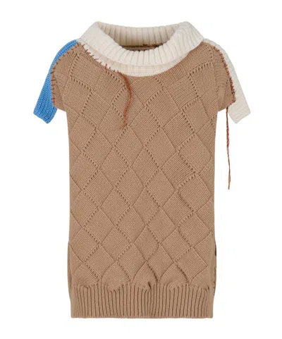 Marni Brown Wool And Cotton Jumper In Mixed Knits In Neutral