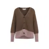 Marni Long Sleeve Merino Wool V-neck Cardigan In Brown