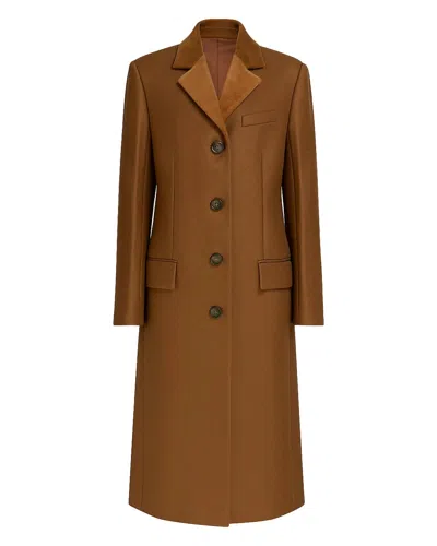 Marni Brown Wool Felt Coat With Velvet Details