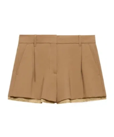 Marni Brown Wool Shorts With Exposed Lining