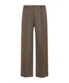 Marni Brown Wool Trousers With Elasticated Waistband In Green