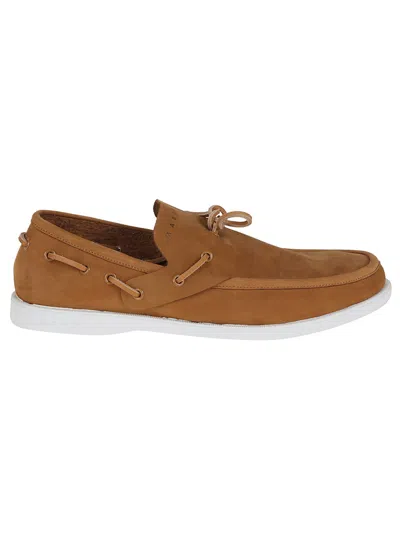 MARNI MARNI BROWN WOVEN FABRIC LOAFERS WITH CONTRASTING SOLE