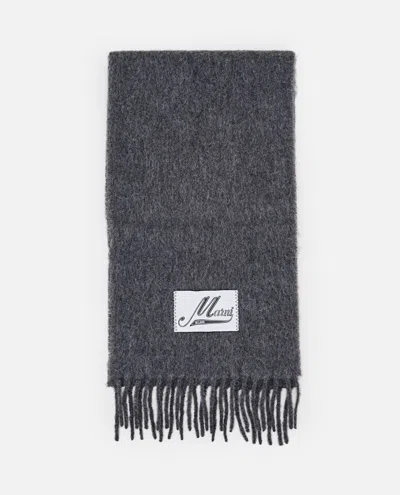 Marni Brusched Alpaca Scarf In Grey