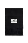 Marni Womens Blublack Brand-tab Fringed-hem Alpaca-blend Scarf